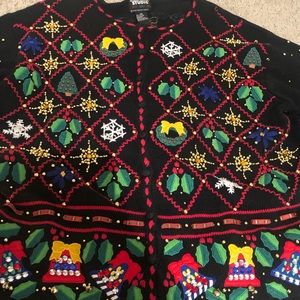 Vintage beaded embroidered Christmas sweater
